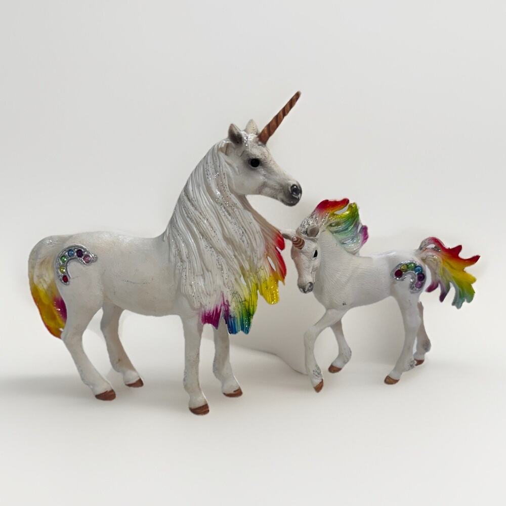 Schleich Bayala Rainbow Unicorn Mare and Foal 70524 & 70525